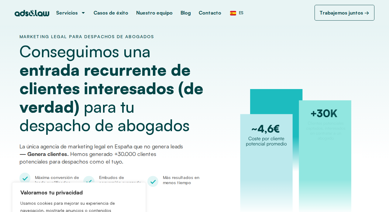 Captura de la web de Ads & Law