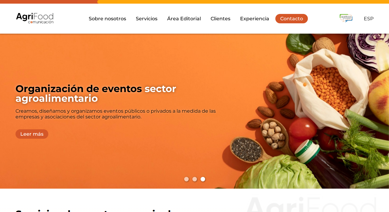 Captura de la web de Agrifood Comunicación