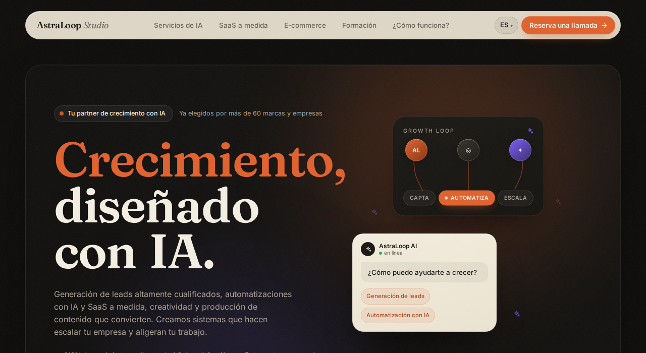 Captura de la web de AstraLoop Studio