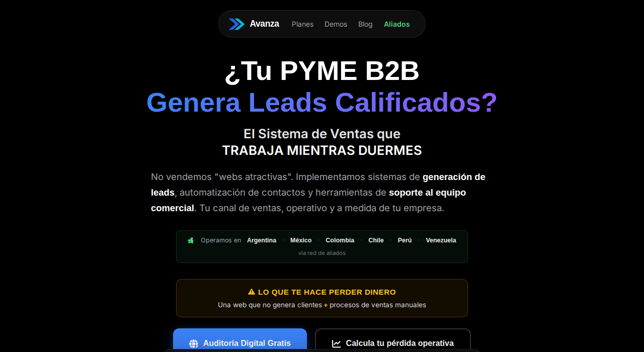 Captura de la web de Avanza Digital