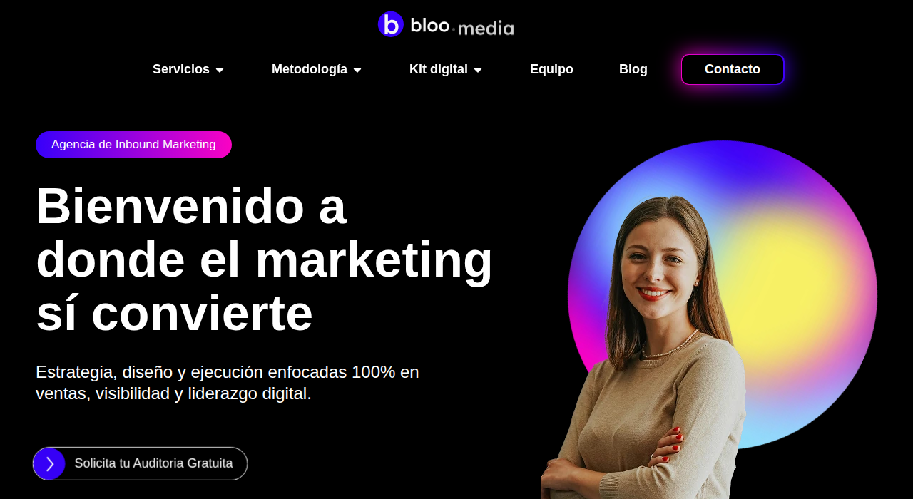 Captura de la web de Bloo Media