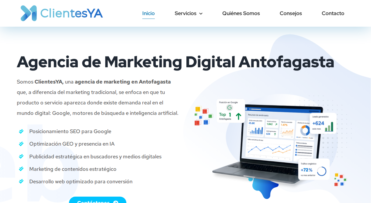 Captura de la web de ClientesYA