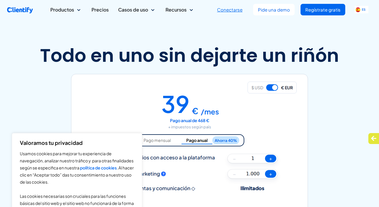Precios de Clientify