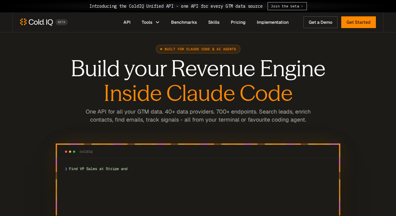 Captura de la web de ColdIQ