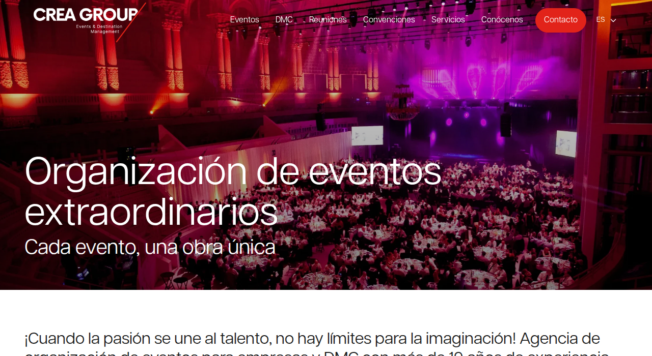 Captura de la web de crea-group-events