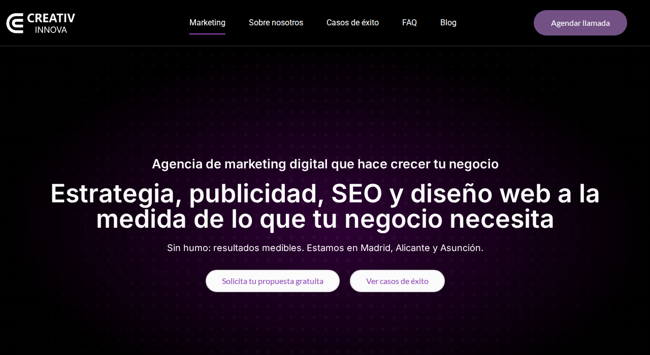Captura de la web de Creativ Innova