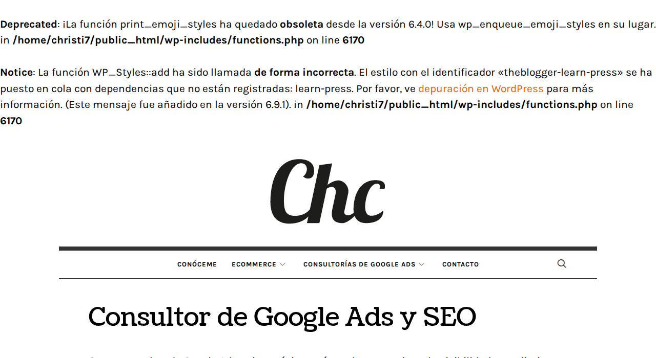 Captura de la web de cristian-campo