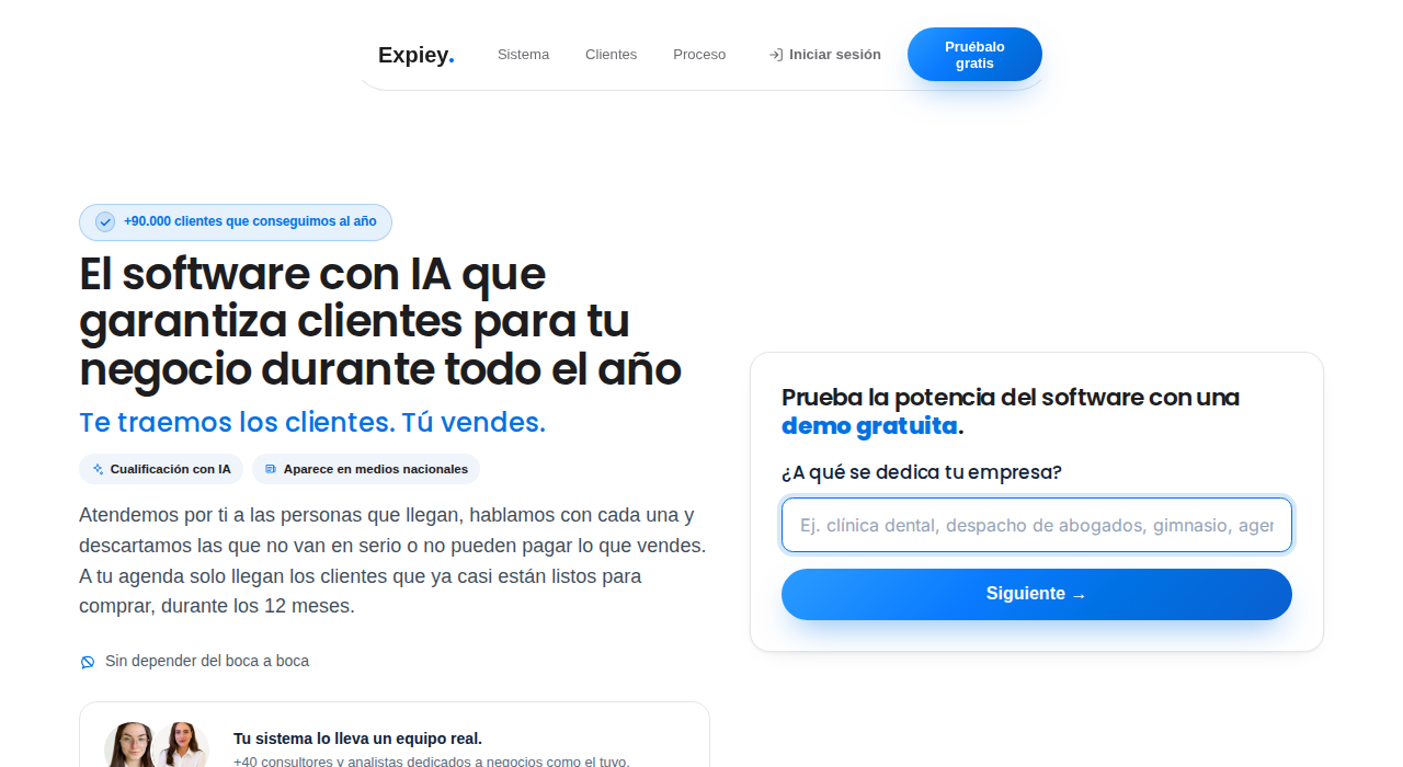 Captura de la web de Expiey