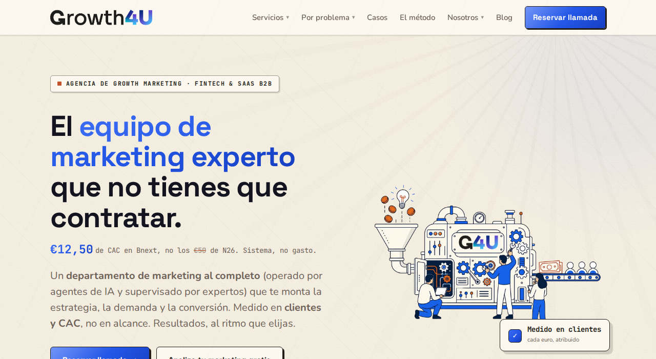 Captura de la web de Growth4U
