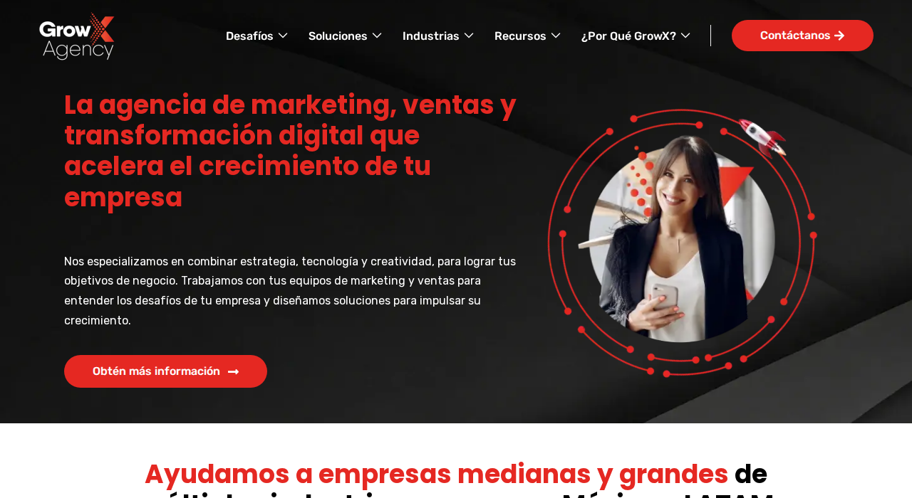 Captura de la web de GrowX Agency