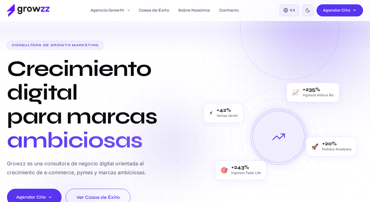 Captura de la web de Growzz Media