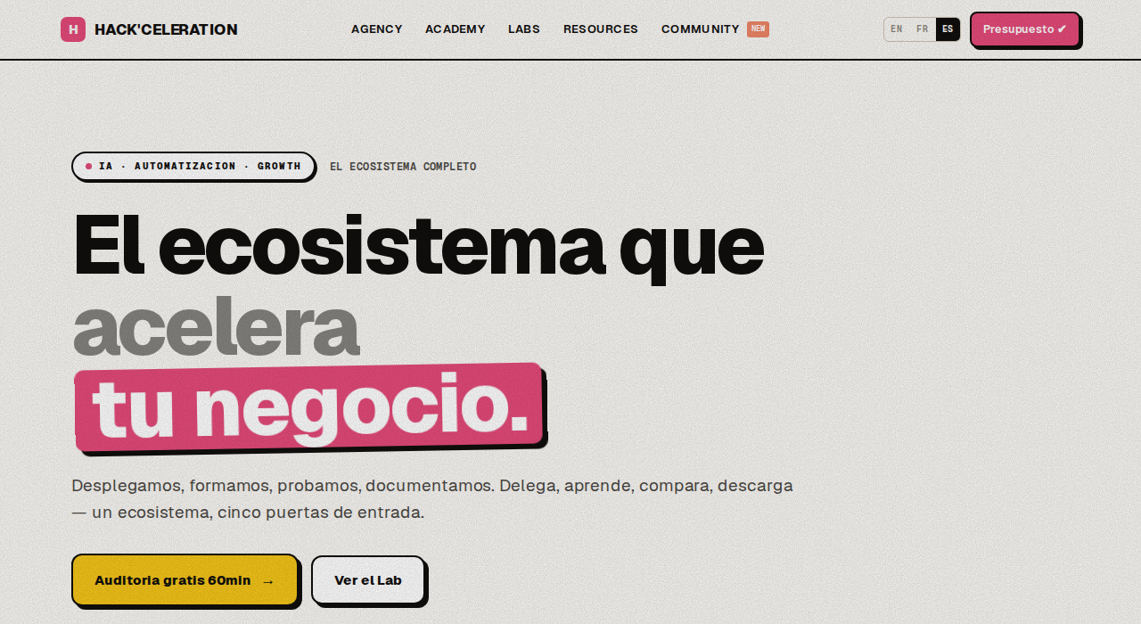 Captura de la web de Hackceleration