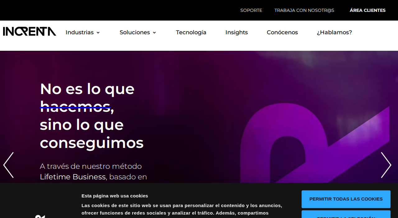 Captura de la web de Increnta