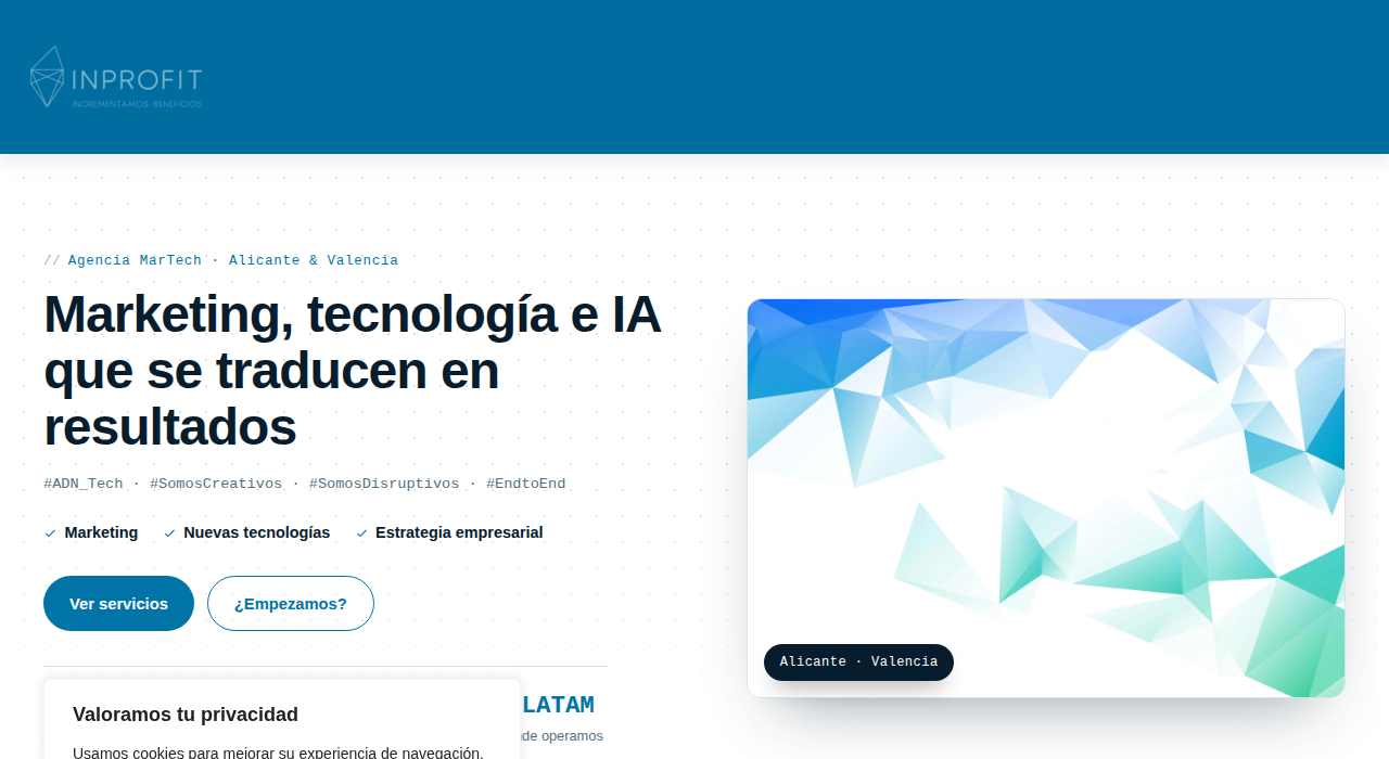 Captura de la web de Inprofit