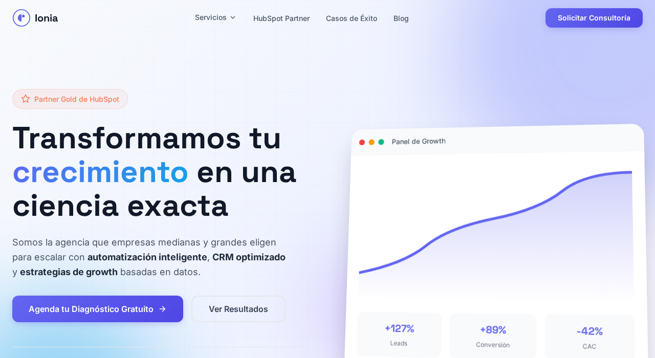 Captura de la web de Ionia Marketing