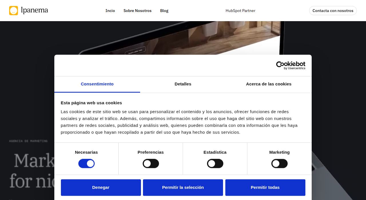 Captura de la web de Ipanema Comunicación