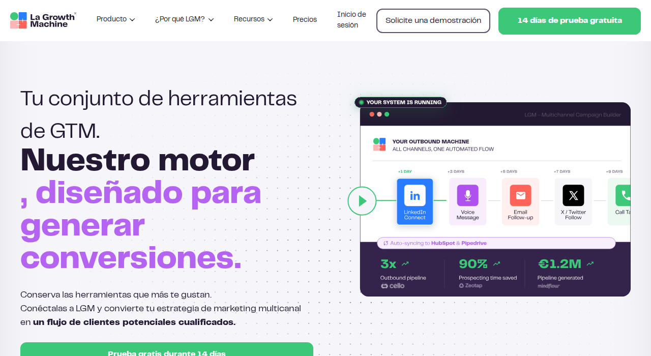 Captura de la web de La Growth Machine