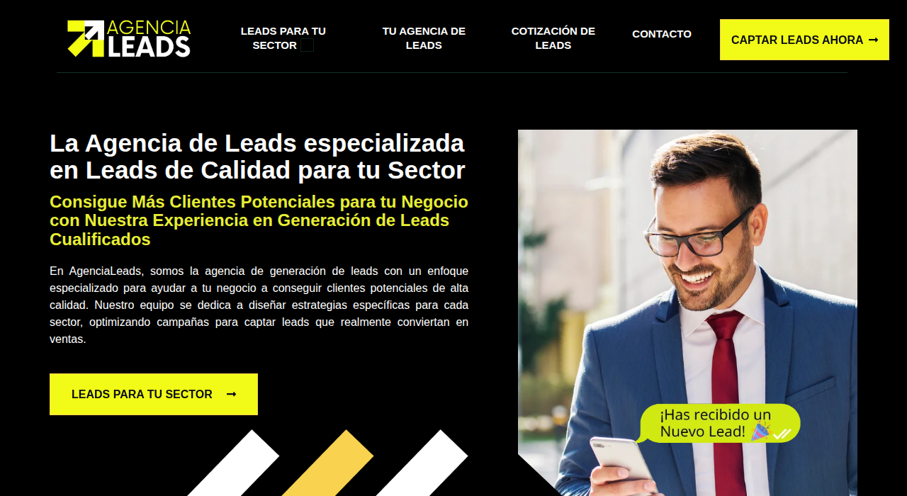 Captura de la web de AgenciaLeads