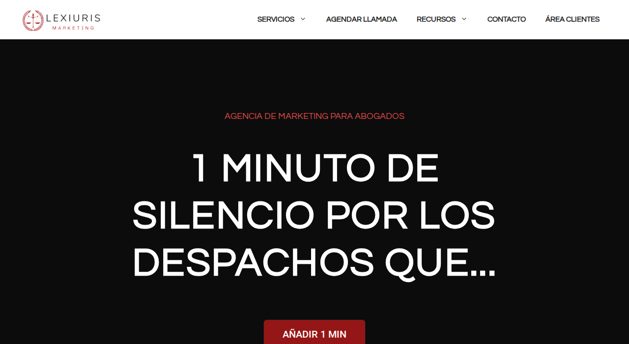 Captura de la web de Lexiuris Marketing