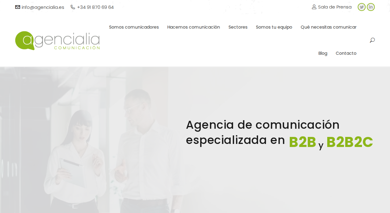 Captura de la web de Agencialia Comunicación