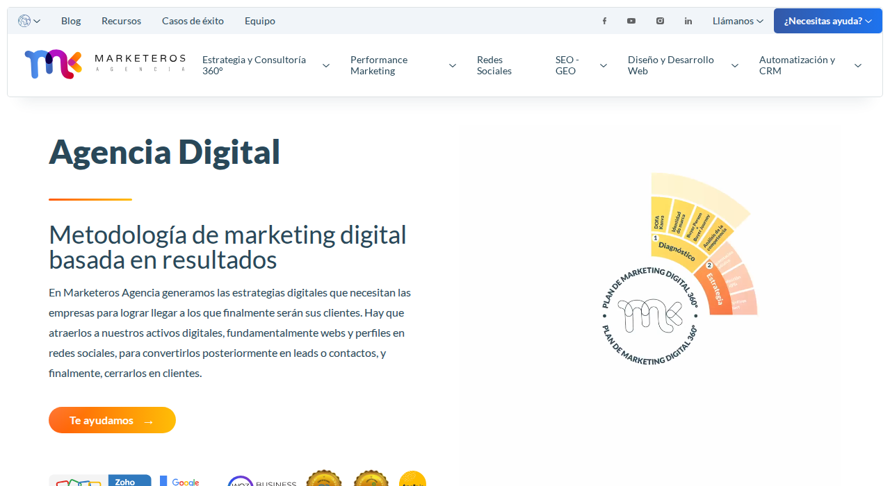 Captura de la web de Marketeros