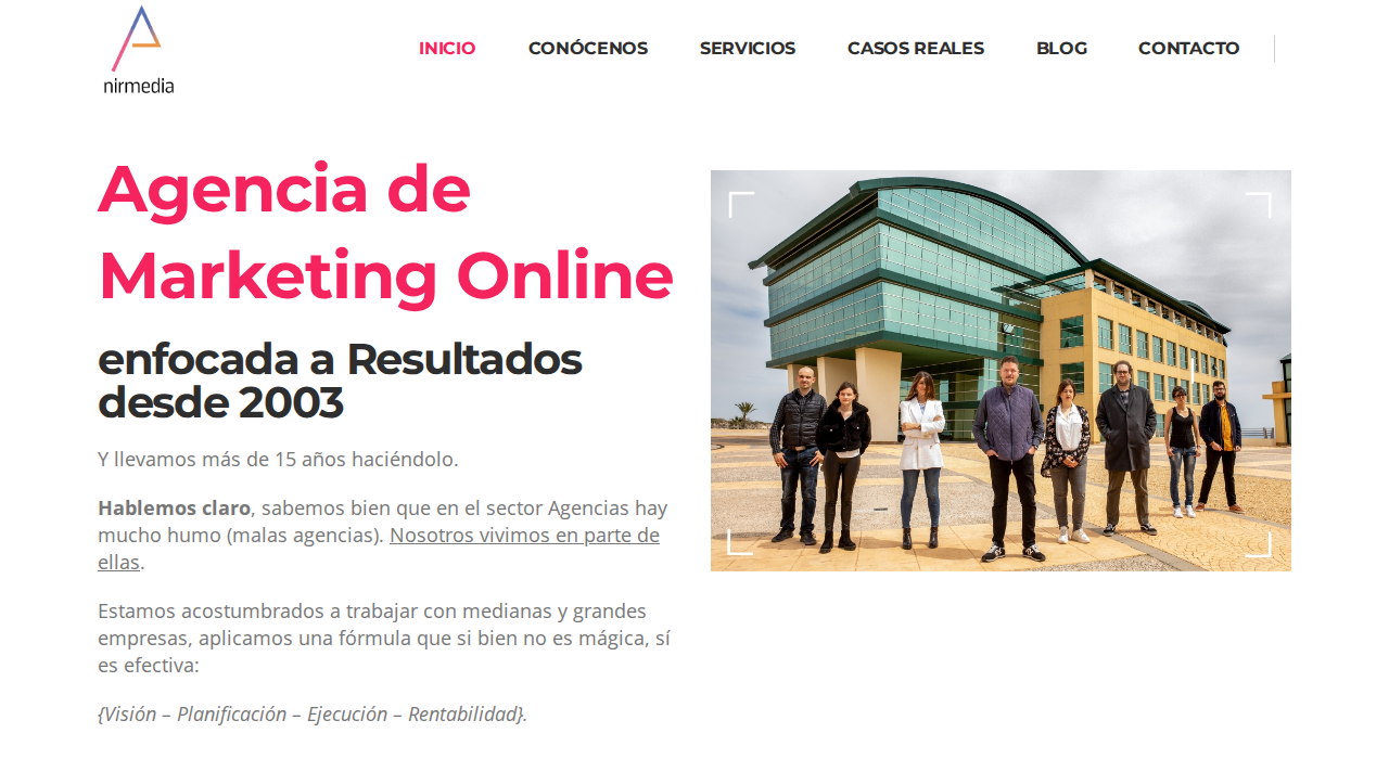 Captura de la web de nirmedia