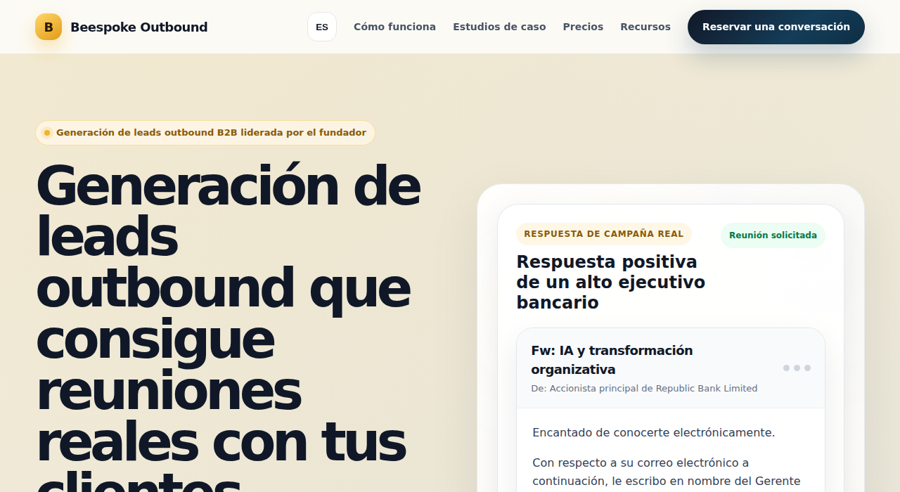 Captura de la web de Beespoke