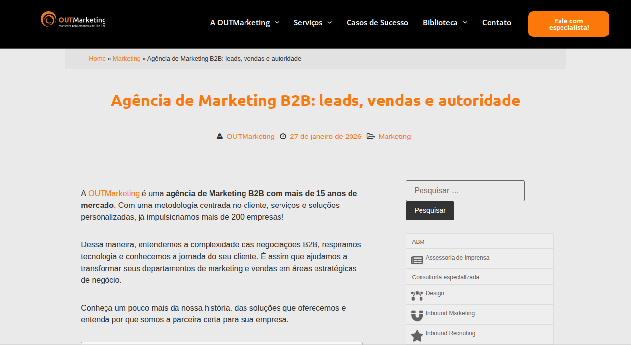 Captura de la web de OUTMarketing