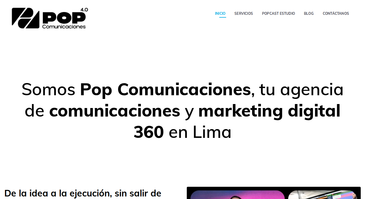 Captura de la web de pop-comunicaciones