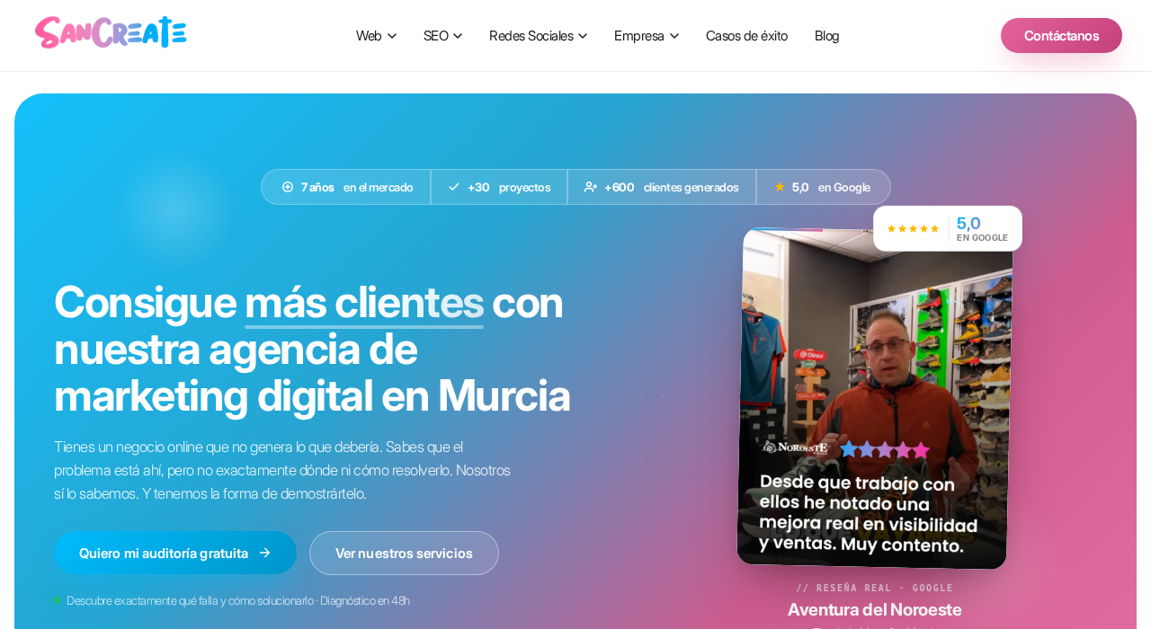 Captura de la web de sancreate
