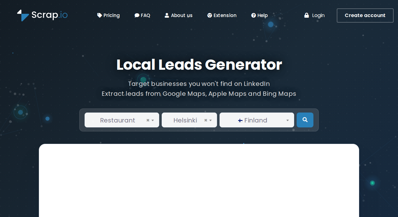 Captura de la web de Scrap.io