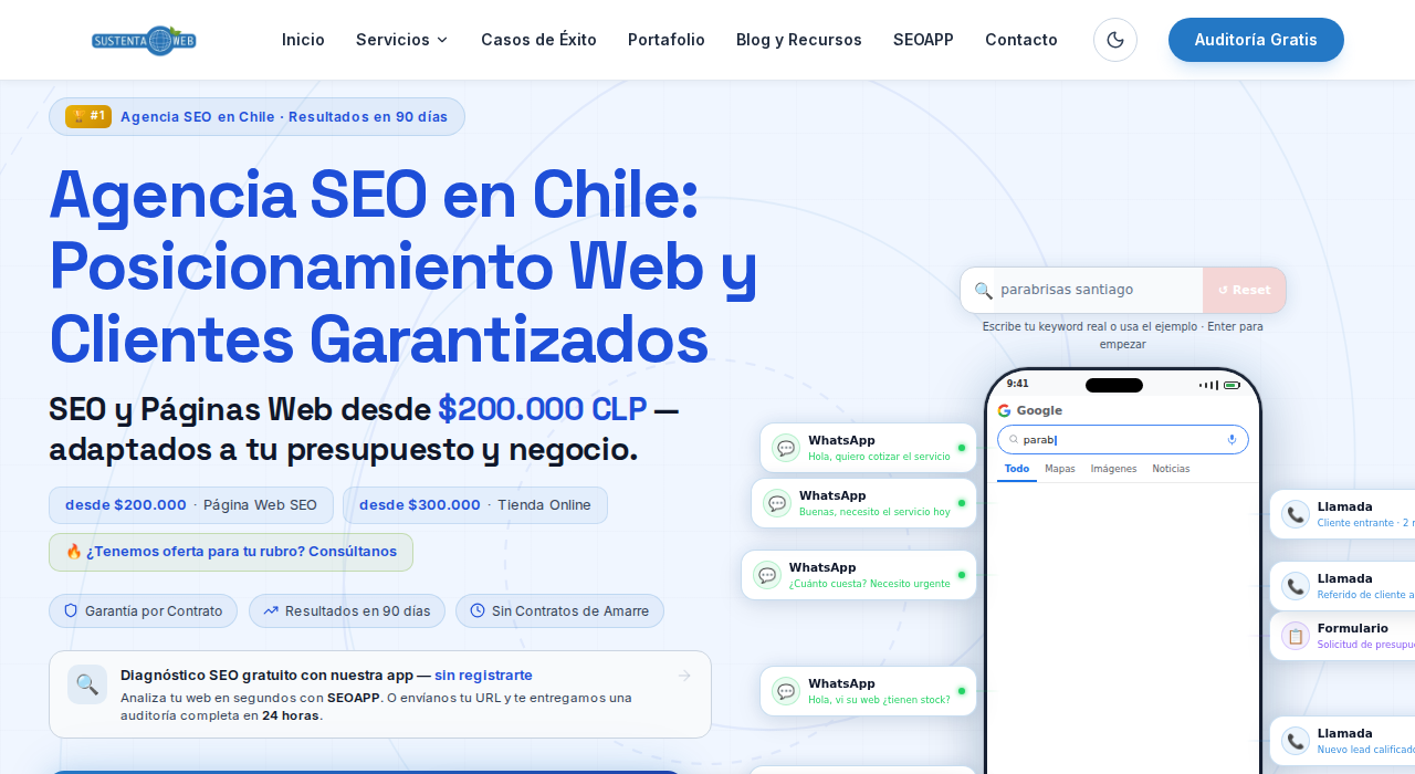 Captura de la web de Sustenta Web