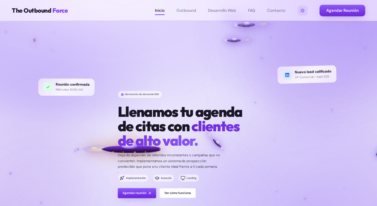 Captura de la web de The Outbound Force