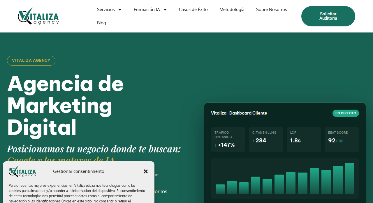 Captura de la web de Vitaliza Agency