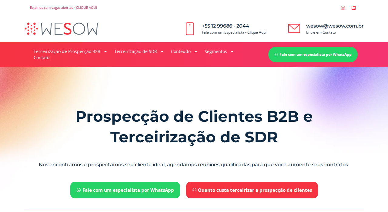 Captura de la web de WESOW