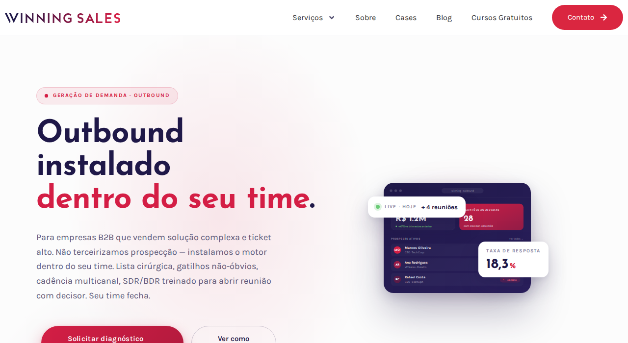 Captura de la web de Winning Sales